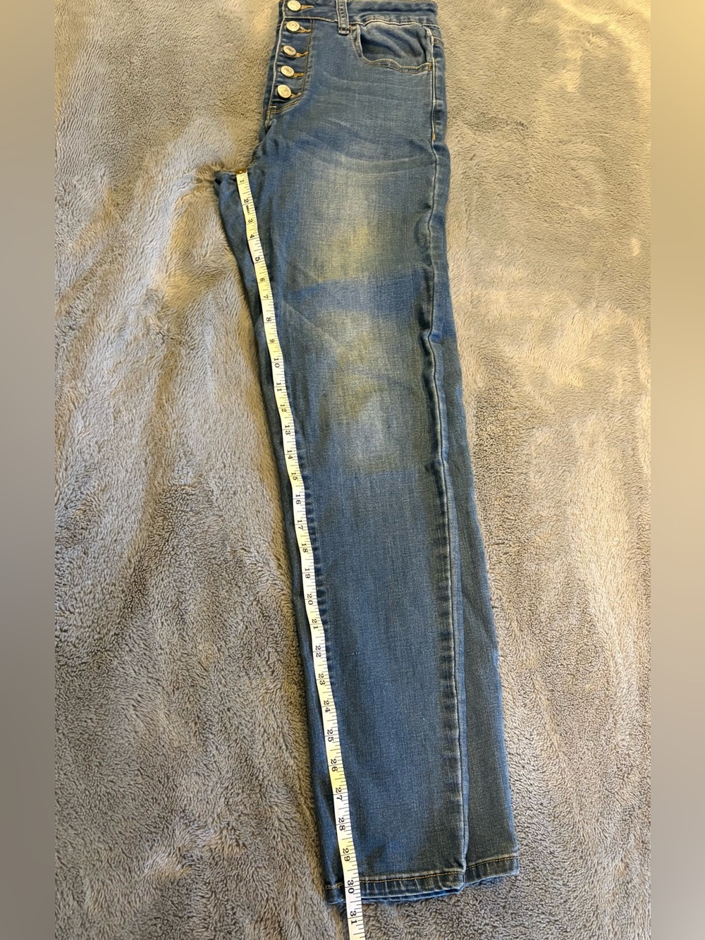 High-Rise Button-Fly Jeans in Light Blue - Picture 3 of 4
